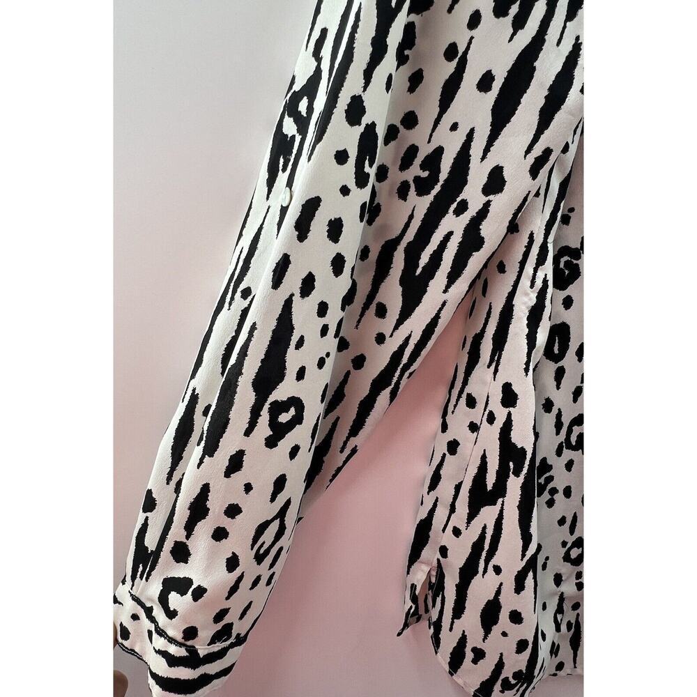 Ali Miles Women’s Roll Tab Sleeve Animal Print Popover Black Beige Size Large - Picture 4 of 7